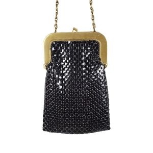 Vintage Whiting and Davis Black Mesh And Clasp Bag